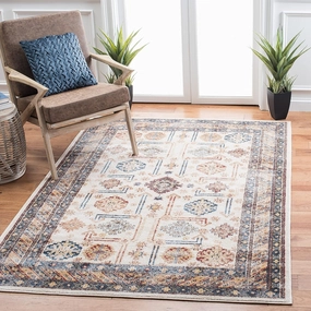 SAFAVIEH Bijar Collection Area Rug - 8' x 10', Ivory & Brown, Traditional Oriental Distressed Design, Non-Shedding & Easy Care, Ideal for High Traffic Areas in Living Room, Bedroom (BIJ653A)