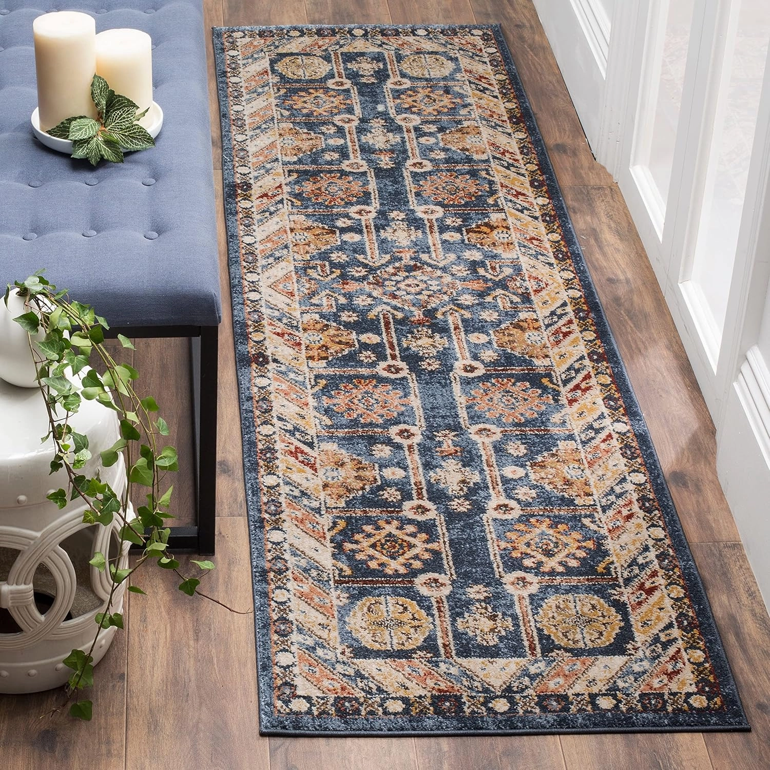 SAFAVIEH Bijar Collection Area Rug - 8' x 10', Ivory & Brown, Traditional Oriental Distressed Design, Non-Shedding & Easy Care, Ideal for High Traffic Areas in Living Room, Bedroom (BIJ653A)