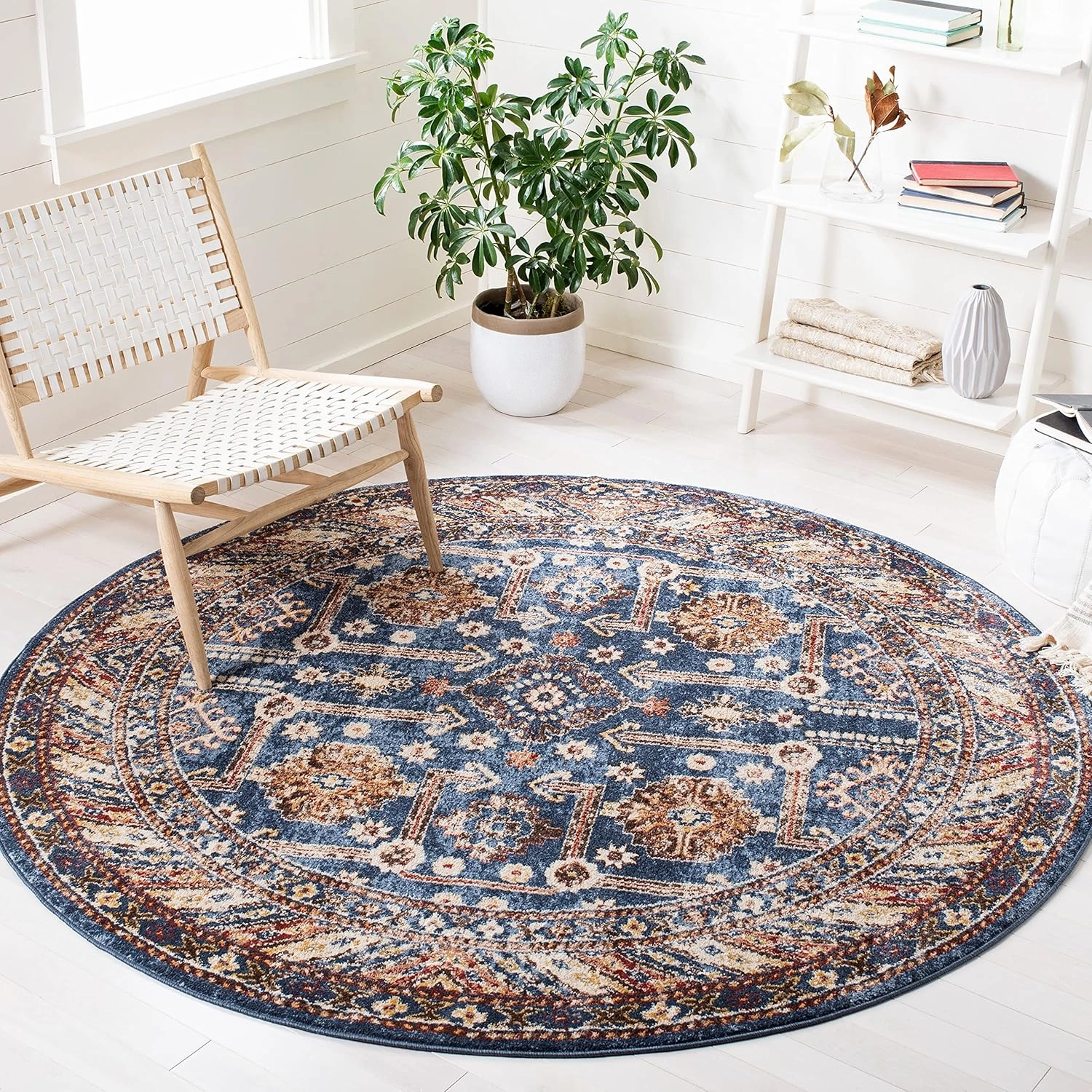 SAFAVIEH Bijar Collection Area Rug - 8' x 10', Ivory & Brown, Traditional Oriental Distressed Design, Non-Shedding & Easy Care, Ideal for High Traffic Areas in Living Room, Bedroom (BIJ653A)