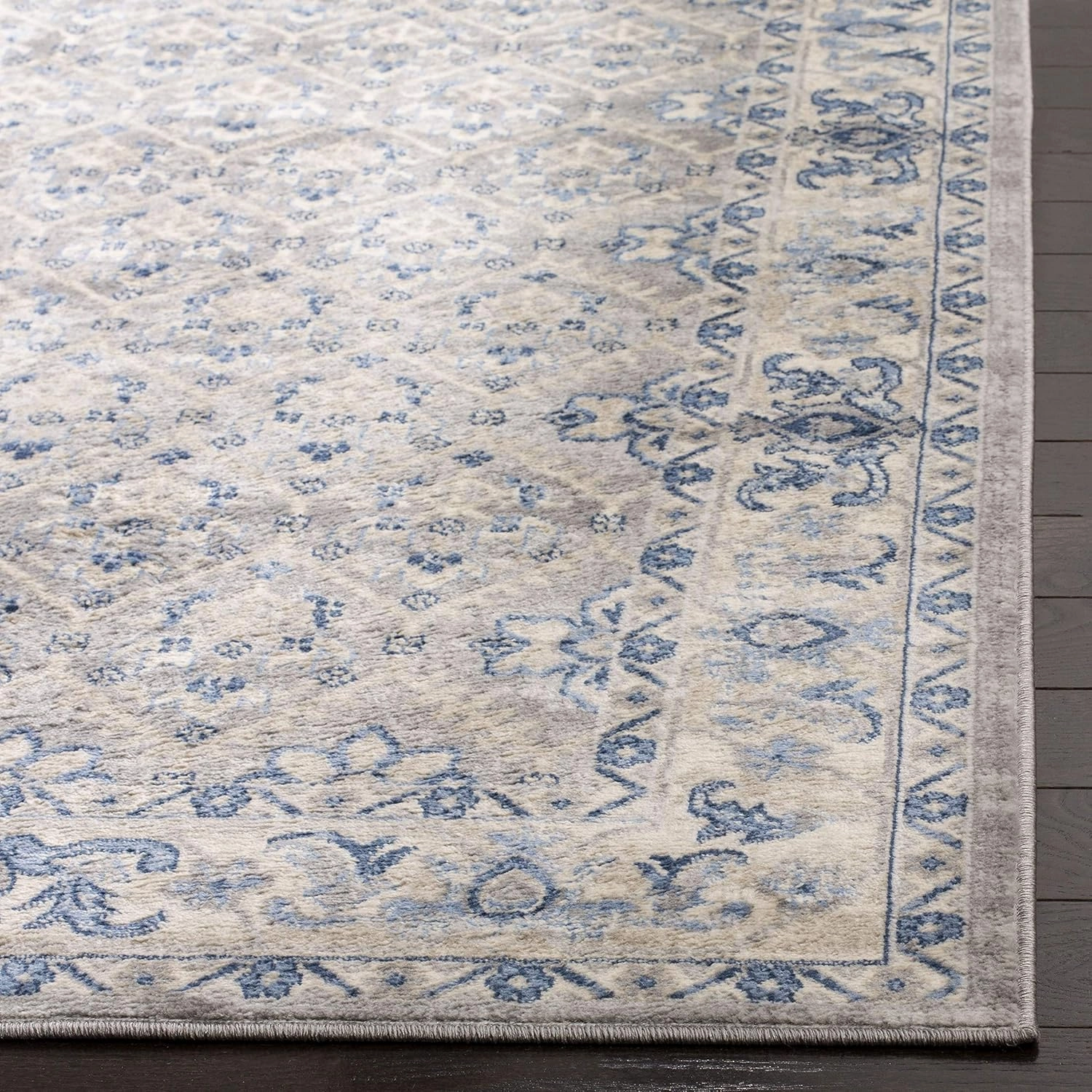 SAFAVIEH Brentwood Collection 2' x 10' Light Grey/Blue BNT869G Oriental Distressed Non-Shedding Living Room Entryway Foyer Hallway Bedroom Runner Rug