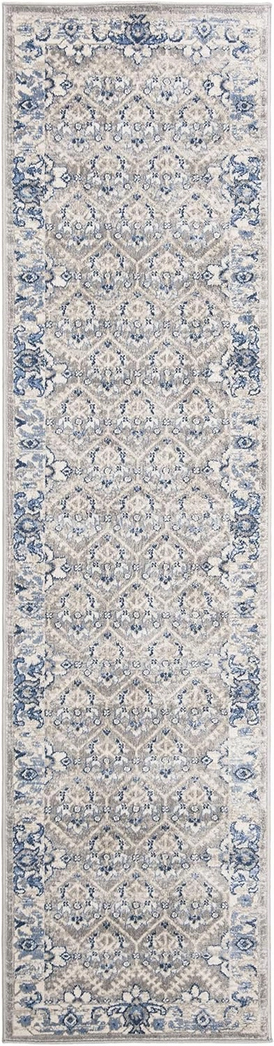 SAFAVIEH Brentwood Collection 2' x 10' Light Grey/Blue BNT869G Oriental Distressed Non-Shedding Living Room Entryway Foyer Hallway Bedroom Runner Rug
