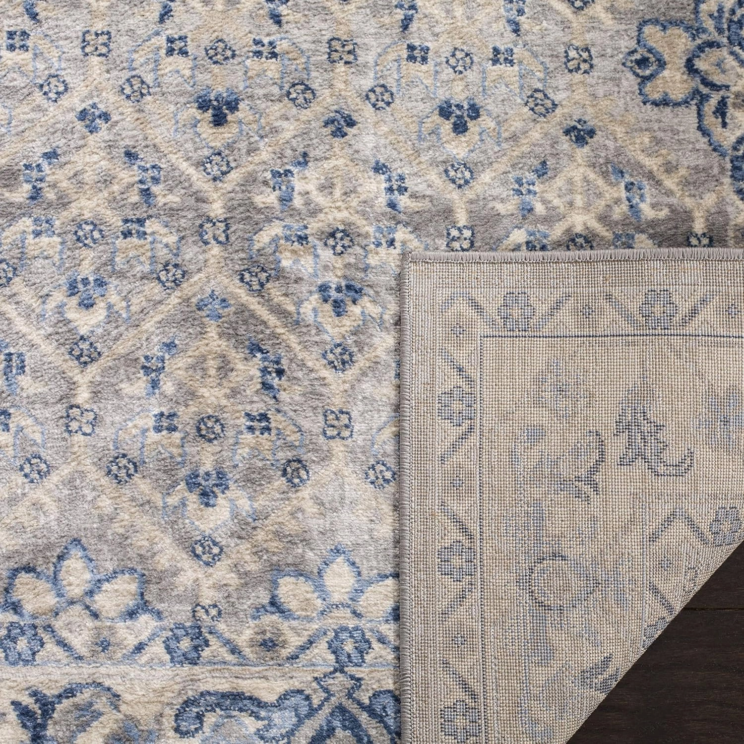 SAFAVIEH Brentwood Collection 2' x 10' Light Grey/Blue BNT869G Oriental Distressed Non-Shedding Living Room Entryway Foyer Hallway Bedroom Runner Rug