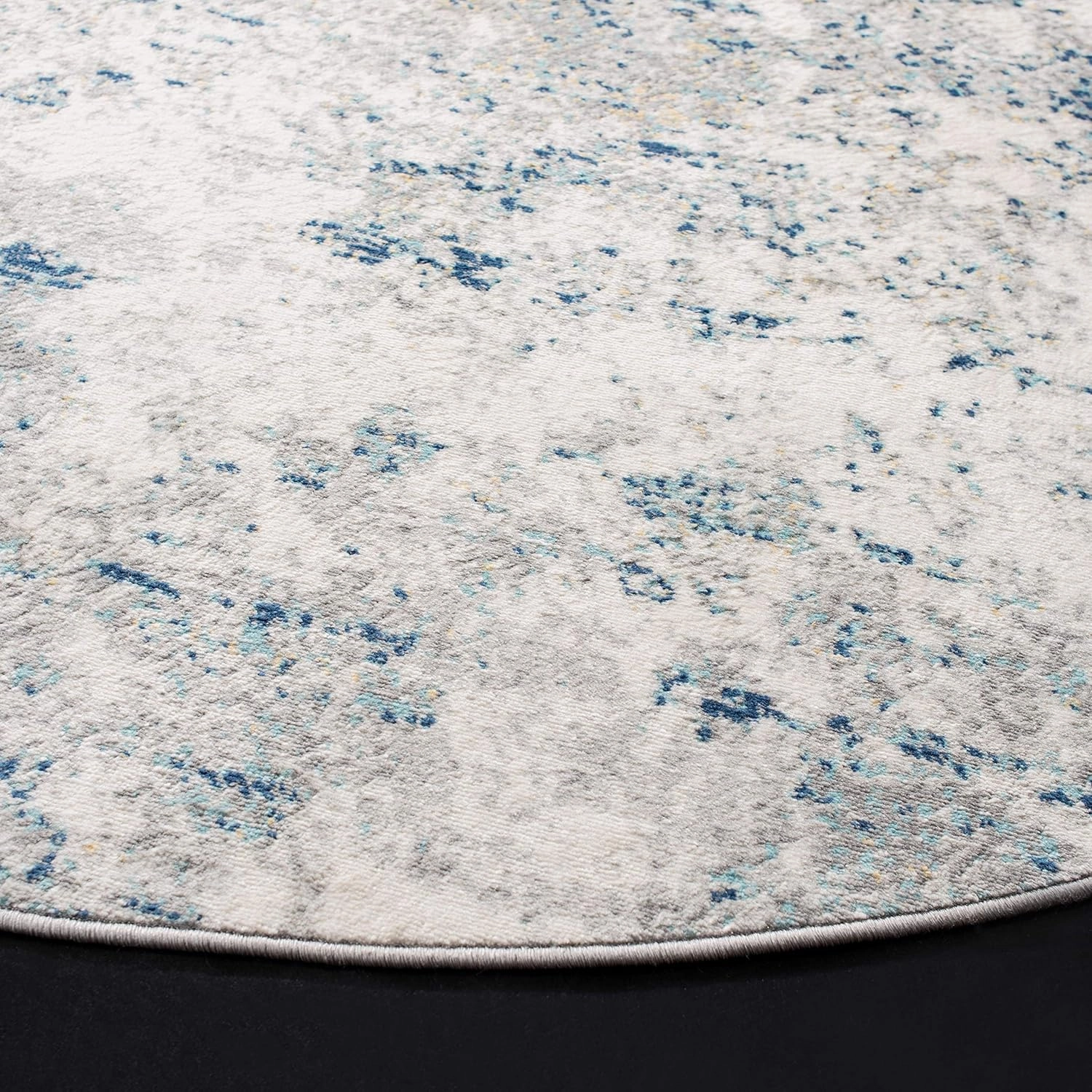 SAFAVIEH Brentwood Collection Area Rug - 9' Round, Light Grey & Blue, Modern Abstract Design, Non-Shedding & Easy Care, Ideal for High Traffic Areas in Living Room, Bedroom (BNT822F)