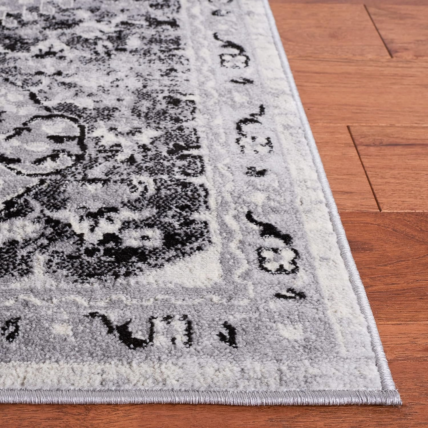Safavieh Brentwood Collection Area Rug - 9' x 12', Grey & Black, Oriental Medallion Design, Non-Shedding & Easy Care, Ideal for High Traffic Areas in Living Room, Bedroom (BNT885F)