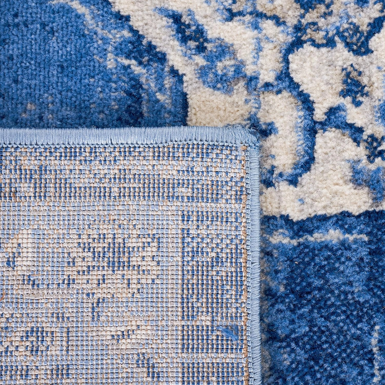 Safavieh Brentwood Collection Area Rug - 9' x 12', Ivory & Blue, Oriental Medallion Design, Non-Shedding & Easy Care, Ideal for High Traffic Areas in Living Room, Bedroom (BNT885A)