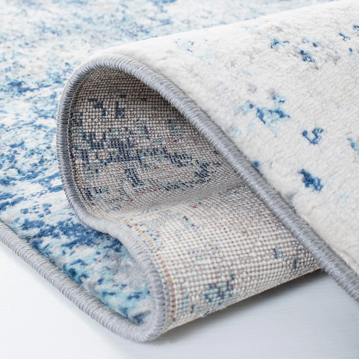 SAFAVIEH Brentwood Collection Area Rug - 9' x 12', Ivory & Navy, Modern Abstract Design, Non-Shedding & Easy Care, Ideal for High Traffic Areas in Living Room, Bedroom (BNT822B)