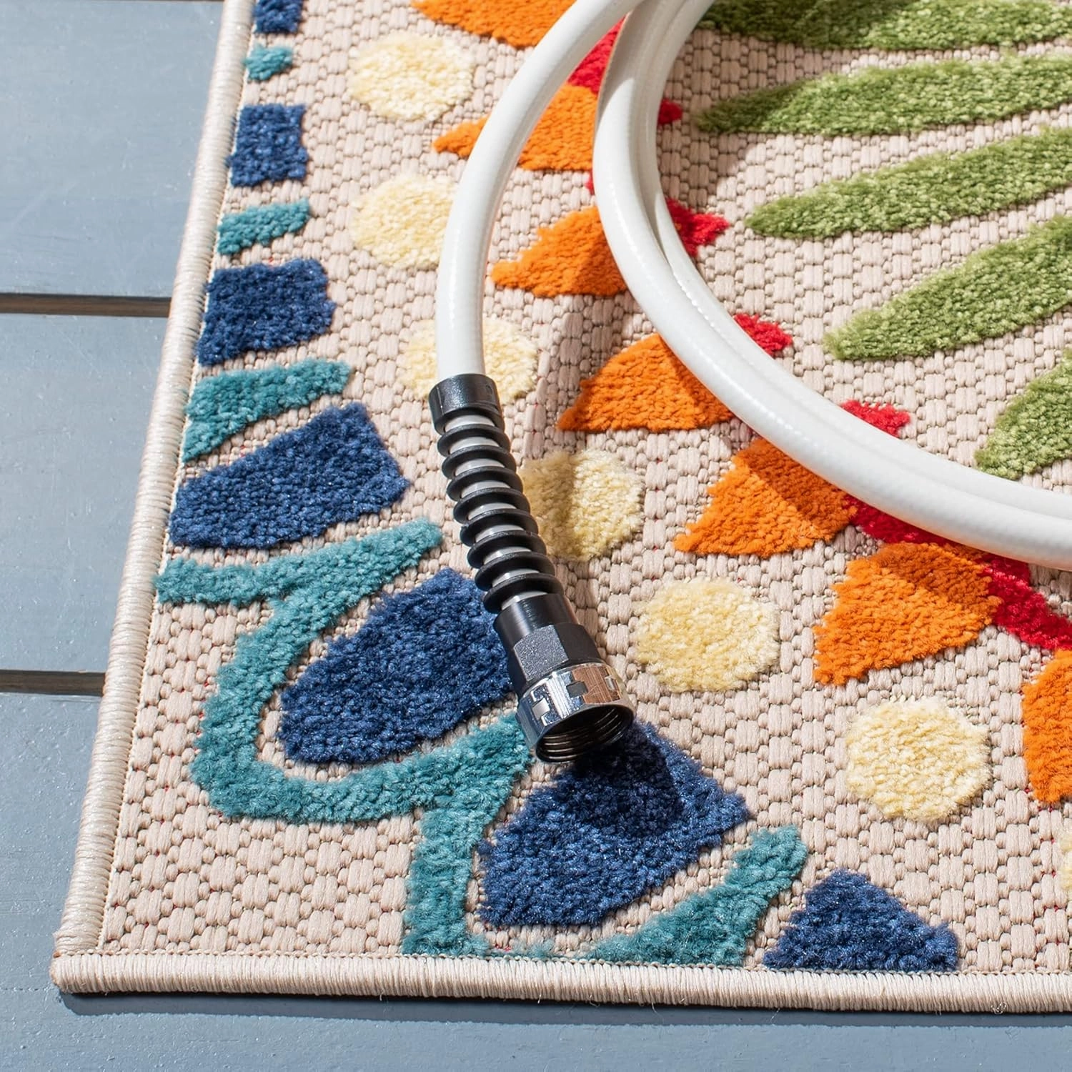 SAFAVIEH Cabana Collection 2'2" x 7' Blue/Ivory CBN382M Boho Medallion Indoor/ Outdoor Non-Shedding Easy Cleaning Patio Backyard Porch Deck Mudroom Runner Rug