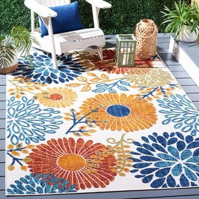 SAFAVIEH Cabana Collection Area Rug - 6' x 9', Creme & Red, Floral Design, Non-Shedding & Easy Care, Indoor/Outdoor & Washable-Ideal for Patio, Backyard, Mudroom (CBN832A)
