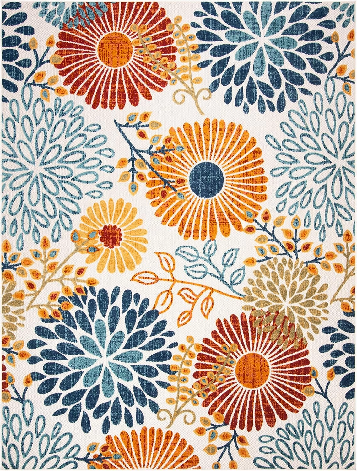 SAFAVIEH Cabana Collection Area Rug - 6' x 9', Creme & Red, Floral Design, Non-Shedding & Easy Care, Indoor/Outdoor & Washable-Ideal for Patio, Backyard, Mudroom (CBN832A)