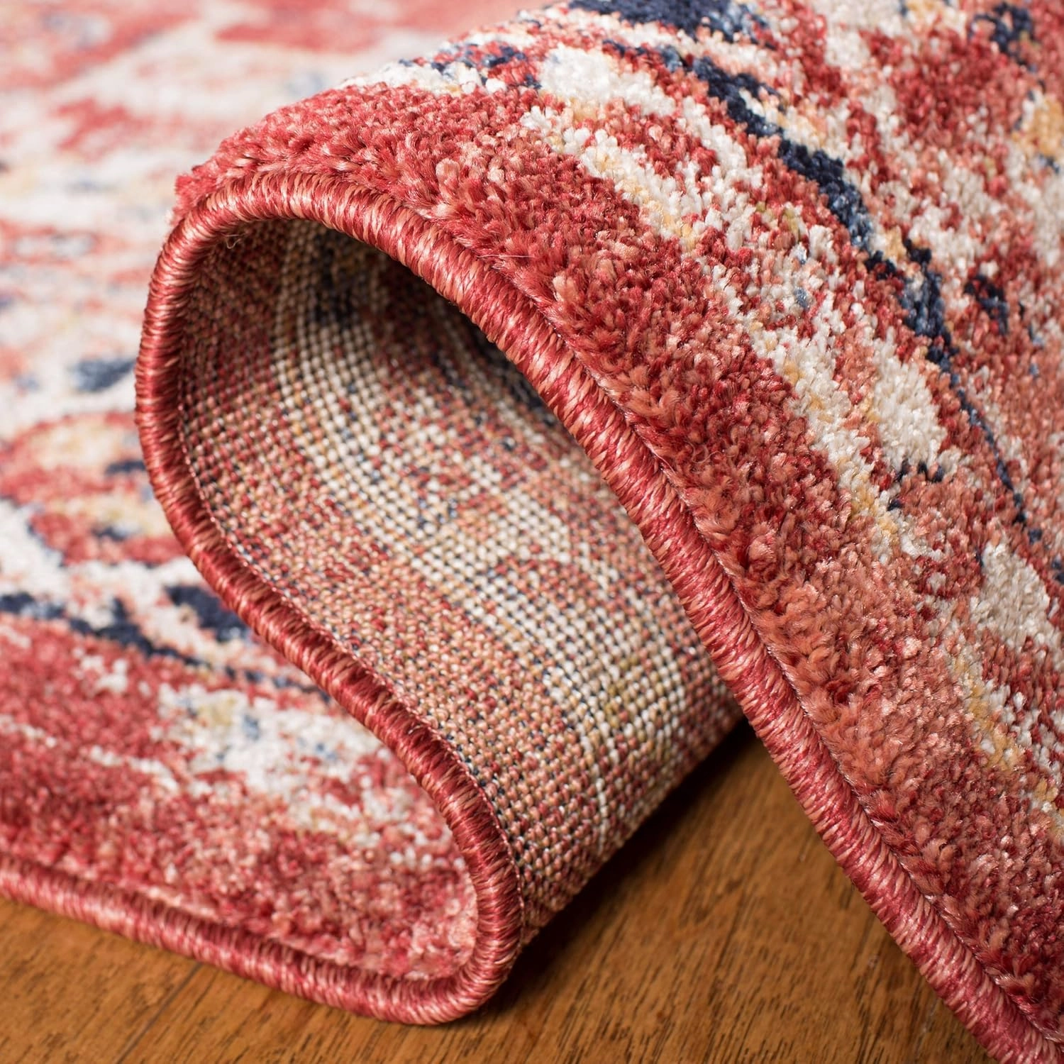 SAFAVIEH Charleston Collection Area Rug - 8' x 10', Red & Ivory, Oriental Distressed Design, Non-Shedding & Easy Care, Ideal for High Traffic Areas in Living Room, Bedroom (CHL411Q)