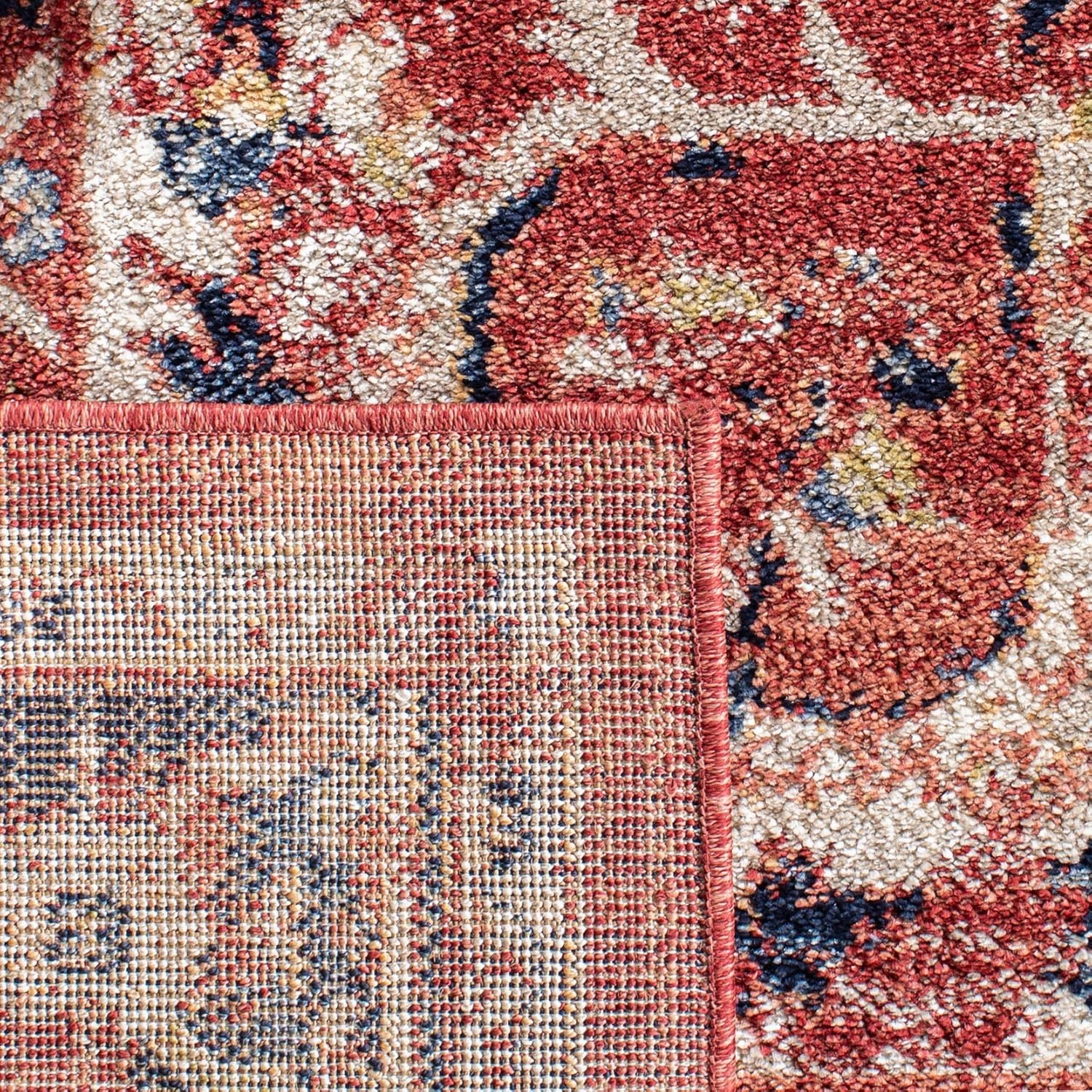 SAFAVIEH Charleston Collection Area Rug - 8' x 10', Red & Ivory, Oriental Distressed Design, Non-Shedding & Easy Care, Ideal for High Traffic Areas in Living Room, Bedroom (CHL411Q)