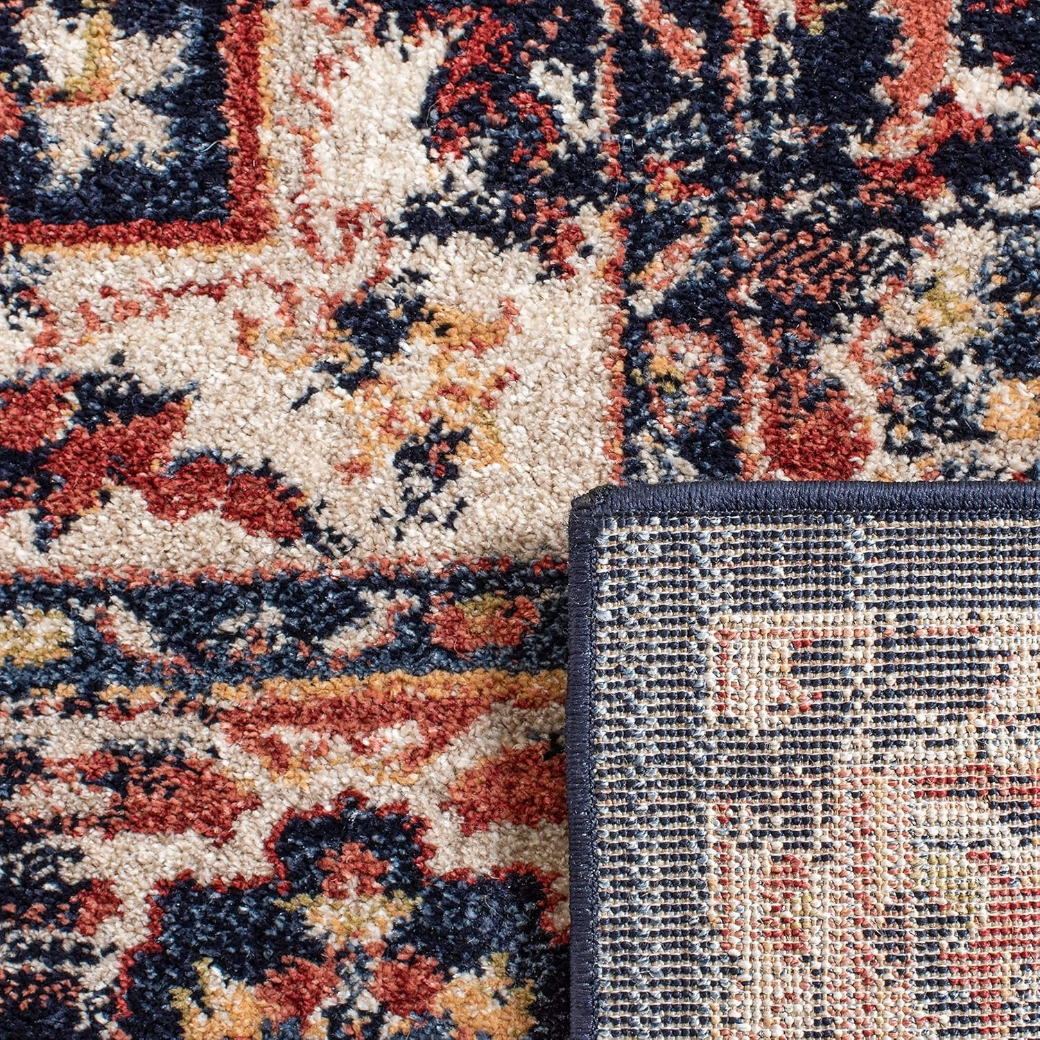 SAFAVIEH Charleston Collection Area Rug - 9' x 12', Navy & Red, Oriental Distressed Design, Non-Shedding & Easy Care, Ideal for High Traffic Areas in Living Room, Bedroom (CHL411L)