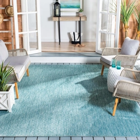 SAFAVIEH Courtyard Collection 8' x 11' Aqua CY8520 Indoor/ Outdoor Waterproof Easy-Cleaning Patio Backyard Mudroom Area-Rug
