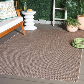 SAFAVIEH Courtyard Collection Area Rug - 6'7" x 9'6", Natural & Black, Non-Shedding & Easy Care, Indoor/Outdoor & Washable-Ideal for Patio, Backyard, Mudroom (CY8521-37312)