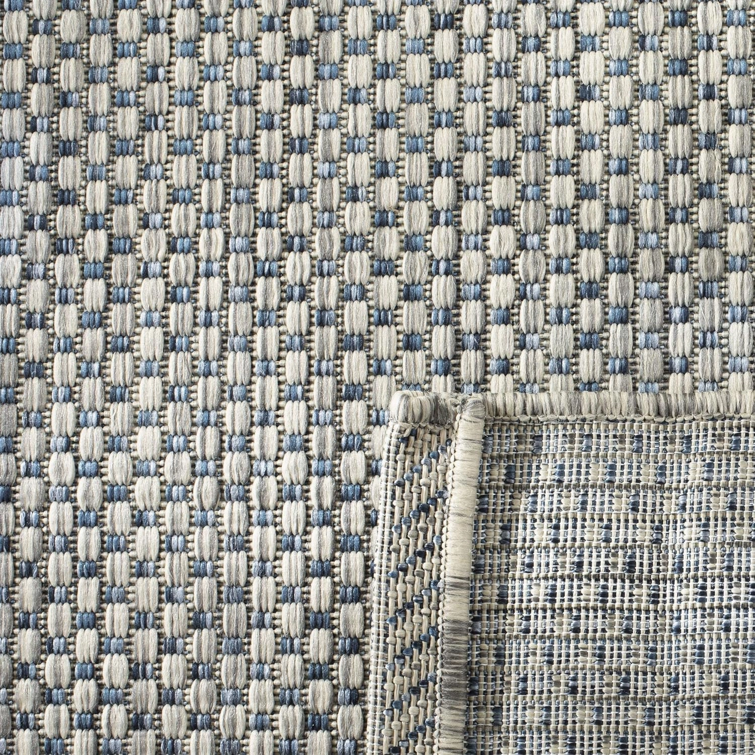 SAFAVIEH Courtyard Collection Area Rug - 8' x 11', Grey & Navy, Non-Shedding & Easy Care, Indoor/Outdoor & Washable-Ideal for Patio, Backyard, Mudroom (CY8521-36812)