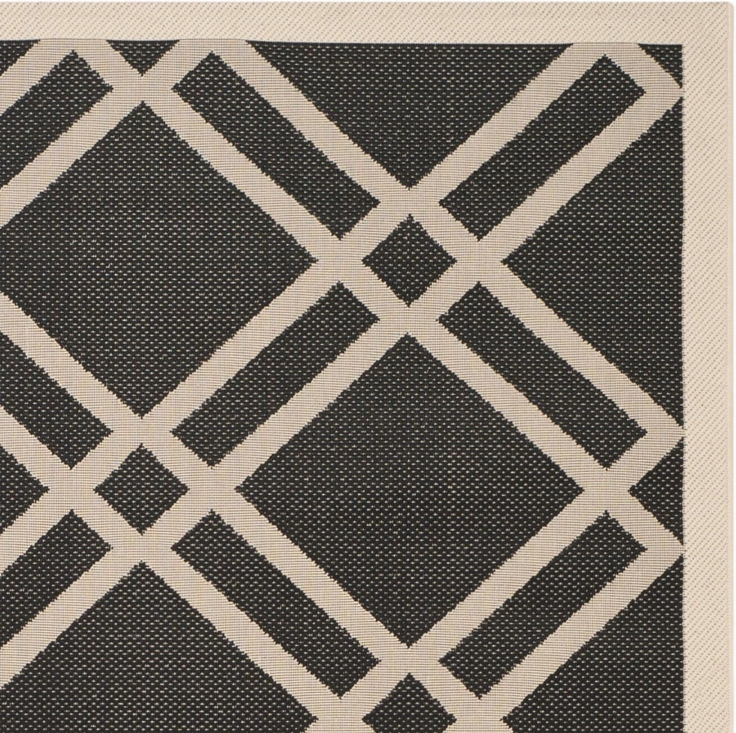 SAFAVIEH Courtyard Collection Area Rug - 9' x 12', Black & Beige, Trellis Design, Non-Shedding & Easy Care, Indoor/Outdoor & Washable-Ideal for Patio, Backyard, Mudroom (CY6923-266)