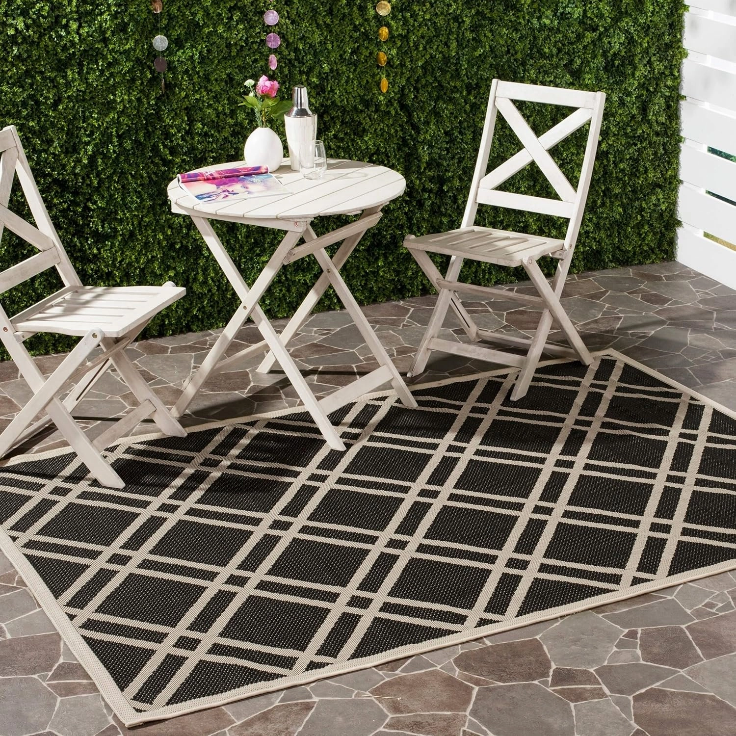 SAFAVIEH Courtyard Collection Area Rug - 9' x 12', Black & Beige, Trellis Design, Non-Shedding & Easy Care, Indoor/Outdoor & Washable-Ideal for Patio, Backyard, Mudroom (CY6923-266)
