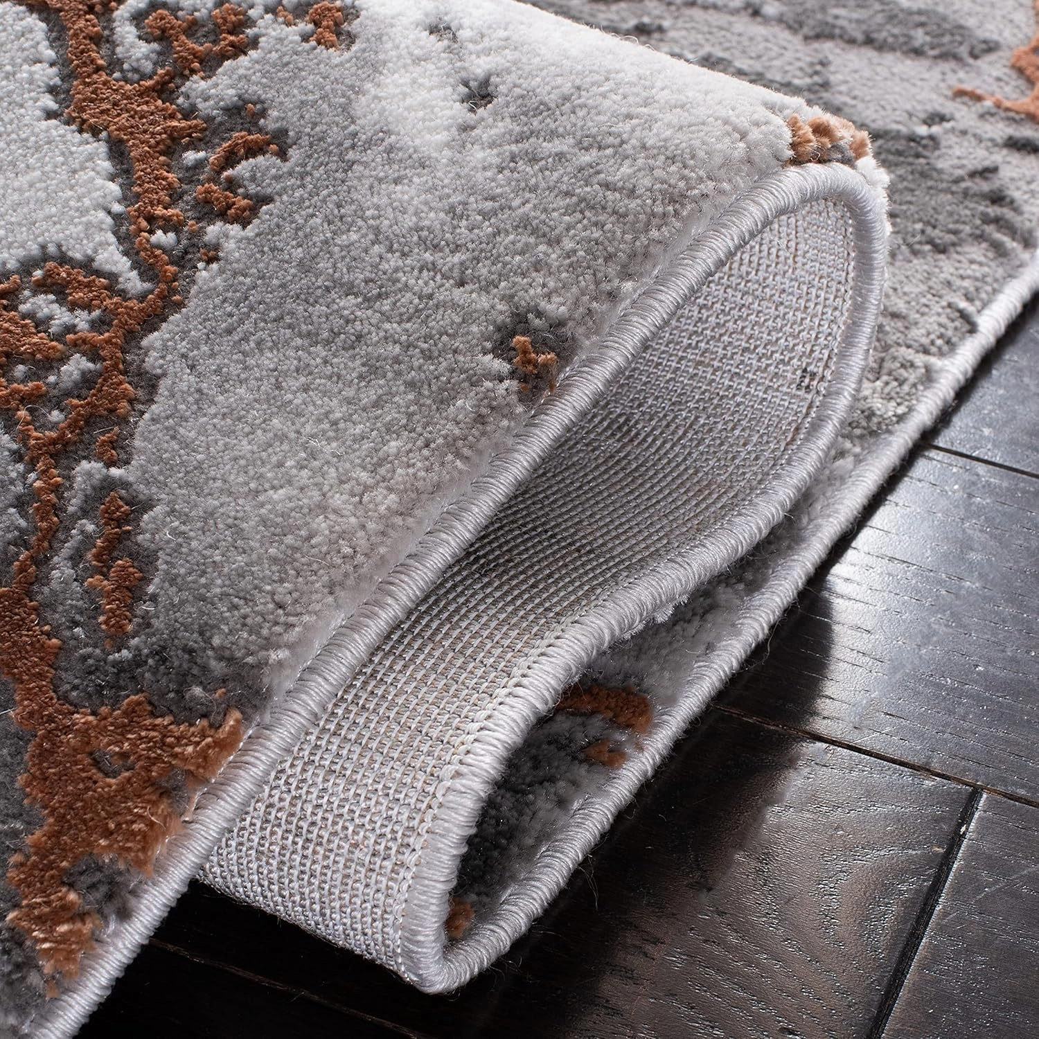 SAFAVIEH Craft Collection 2'3" x 6' Grey/Orange CFT877P Modern Abstract Non-Shedding Entryway Foyer Living Room Bedroom Kitchen Runner Rug