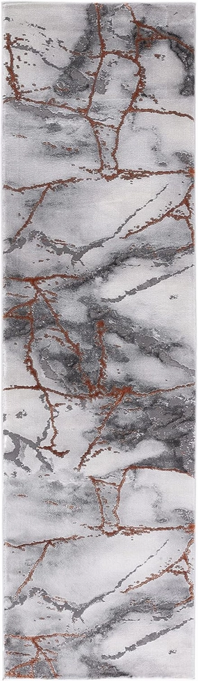 SAFAVIEH Craft Collection 2'3" x 6' Grey/Orange CFT877P Modern Abstract Non-Shedding Entryway Foyer Living Room Bedroom Kitchen Runner Rug