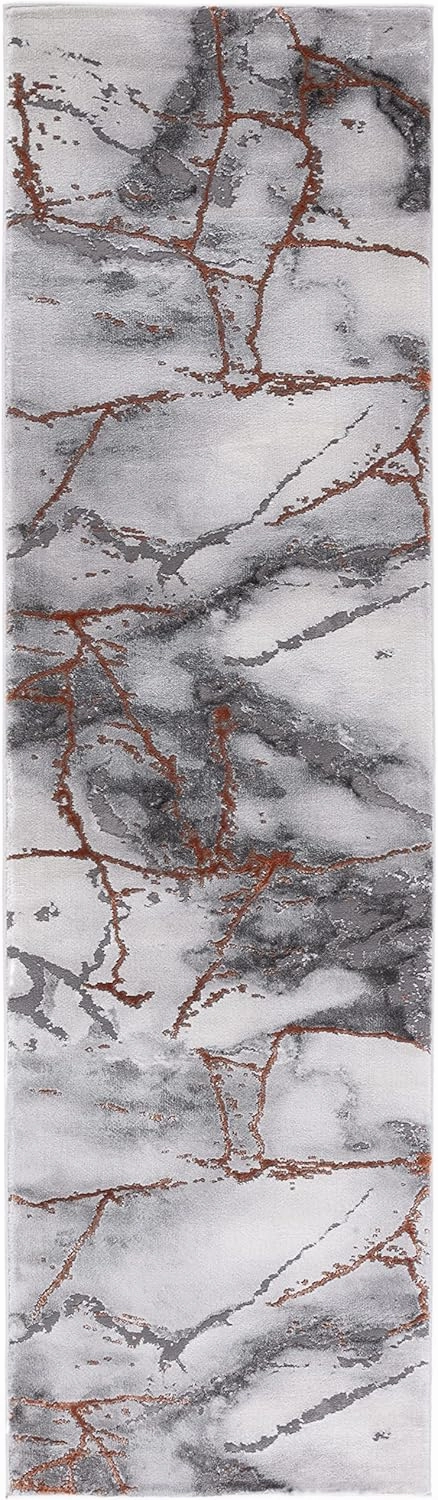 SAFAVIEH Craft Collection 2'3" x 6' Grey/Orange CFT877P Modern Abstract Non-Shedding Entryway Foyer Living Room Bedroom Kitchen Runner Rug