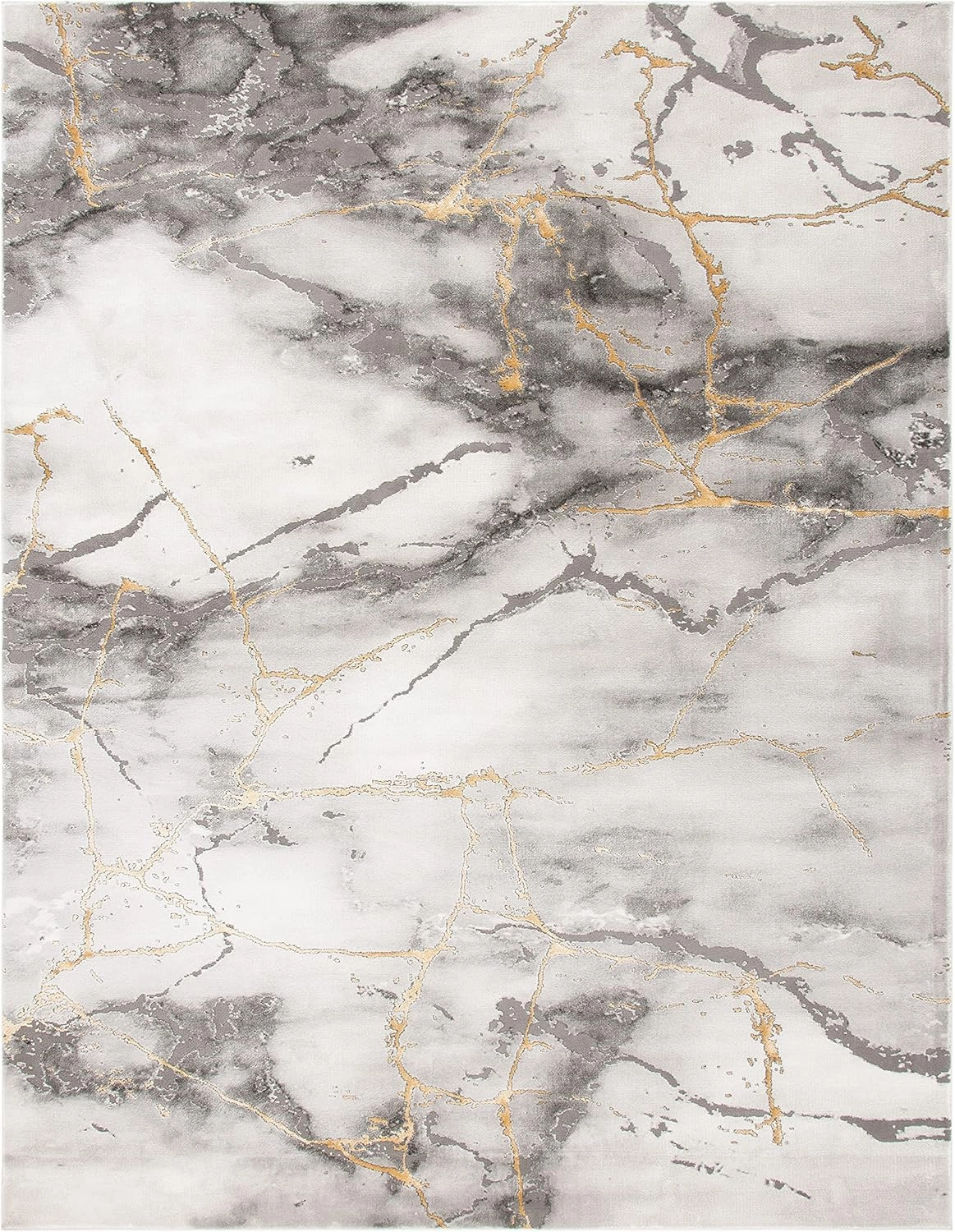 SAFAVIEH Craft Collection Area Rug - 6'7" x 9', Grey & Gold, Modern Abstract Design, Non-Shedding & Easy Care, Ideal for High Traffic Areas in Living Room, Bedroom (CFT877F)