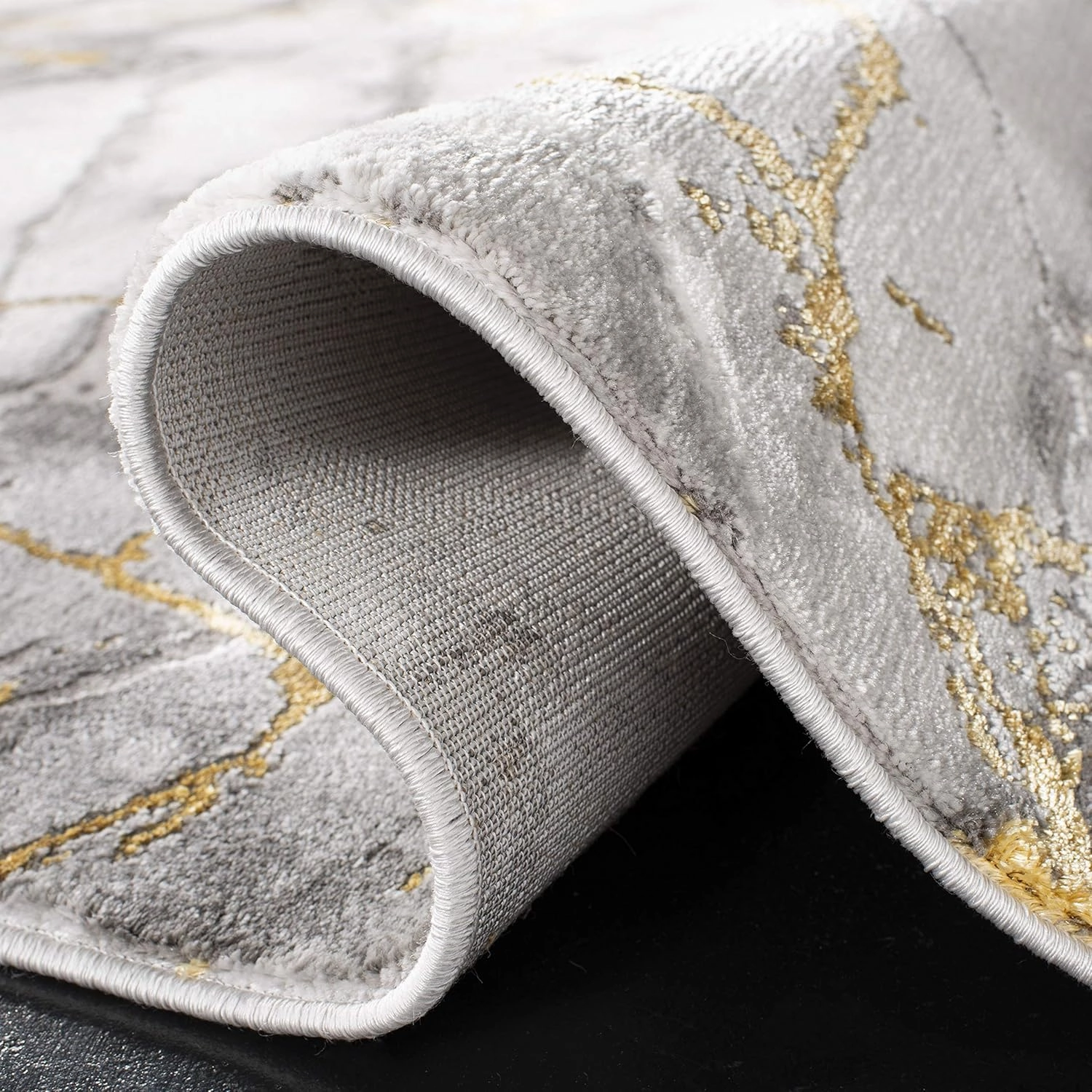 SAFAVIEH Craft Collection Area Rug - 6'7" x 9', Grey & Gold, Modern Abstract Design, Non-Shedding & Easy Care, Ideal for High Traffic Areas in Living Room, Bedroom (CFT877F)