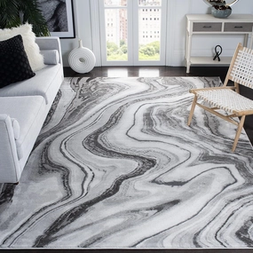 SAFAVIEH Craft Collection Area Rug - 6'7" x 9', Grey & Silver, Modern Abstract Design, Non-Shedding & Easy Care, Ideal for High Traffic Areas in Living Room, Bedroom (CFT819G)