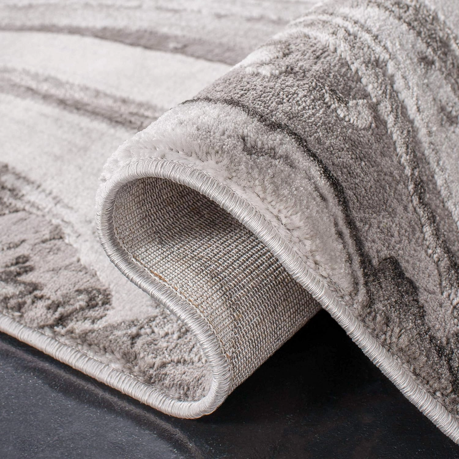 SAFAVIEH Craft Collection Area Rug - 6'7" x 9', Grey & Silver, Modern Abstract Design, Non-Shedding & Easy Care, Ideal for High Traffic Areas in Living Room, Bedroom (CFT819G)