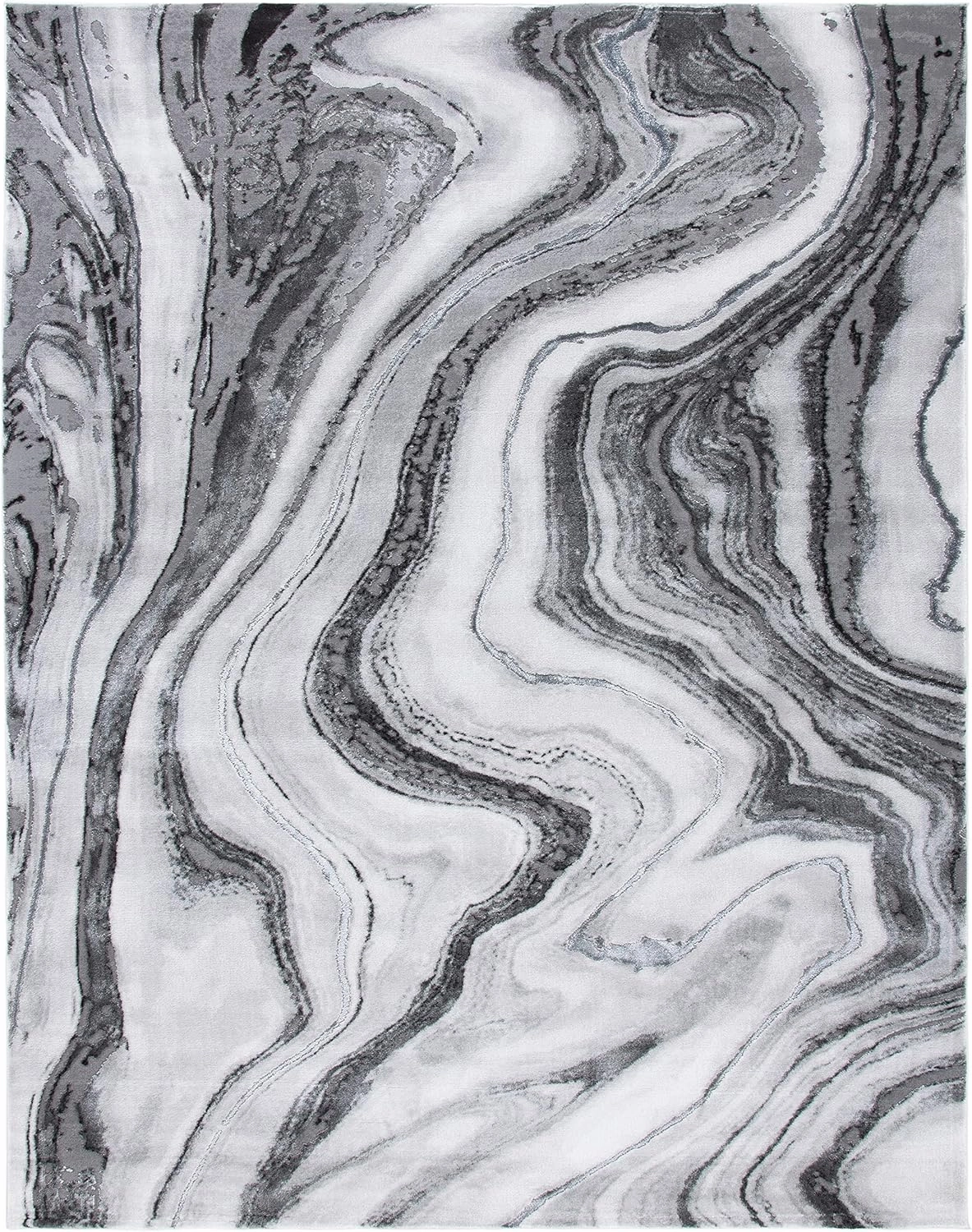 SAFAVIEH Craft Collection Area Rug - 6'7" x 9', Grey & Silver, Modern Abstract Design, Non-Shedding & Easy Care, Ideal for High Traffic Areas in Living Room, Bedroom (CFT819G)