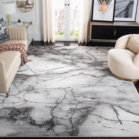 SAFAVIEH Craft Collection Area Rug - 6'7" x 9', Grey & Silver, Modern Abstract Design, Non-Shedding & Easy Care, Ideal for High Traffic Areas in Living Room, Bedroom (CFT877G)