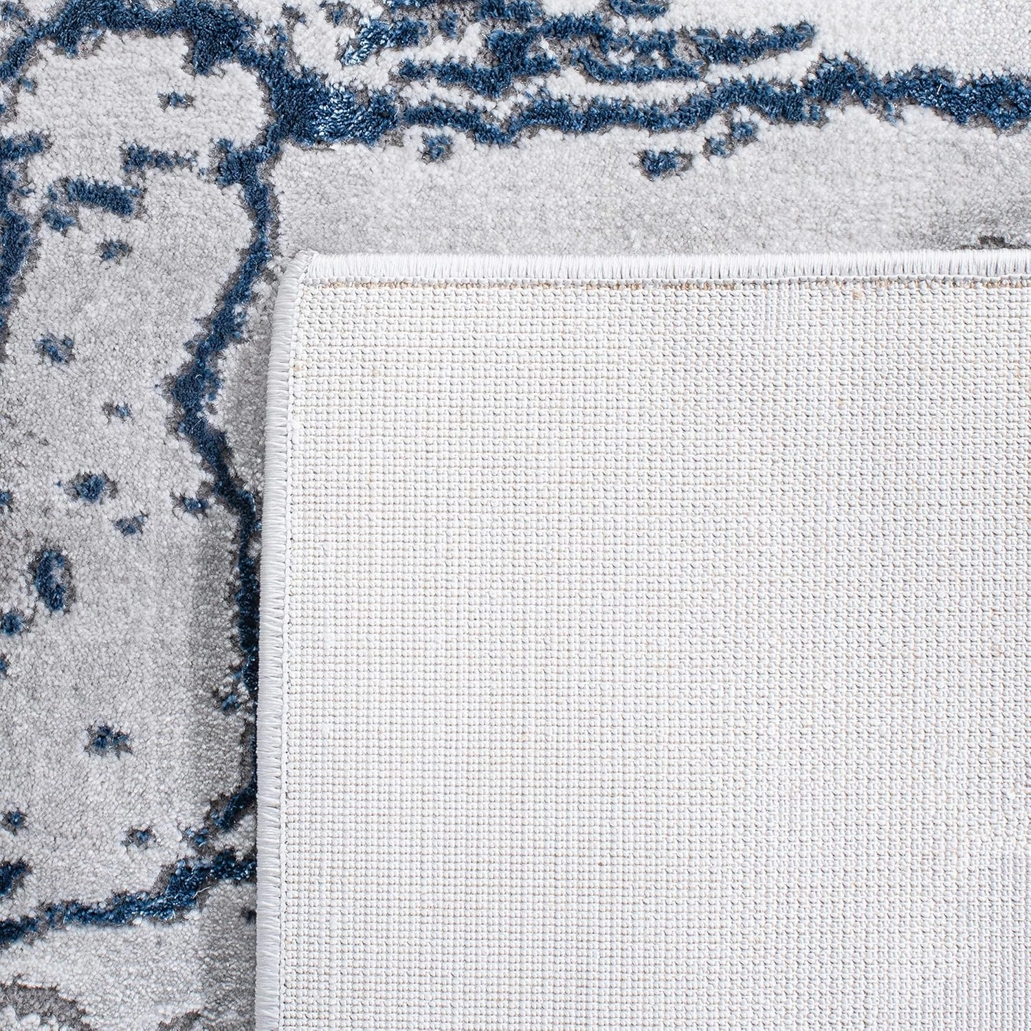 SAFAVIEH Craft Collection Area Rug - 6'7" x 9', Ivory Grey & Blue, Modern Abstract Design, Non-Shedding & Easy Care, Ideal for High Traffic Areas in Living Room, Bedroom (CFT877M)