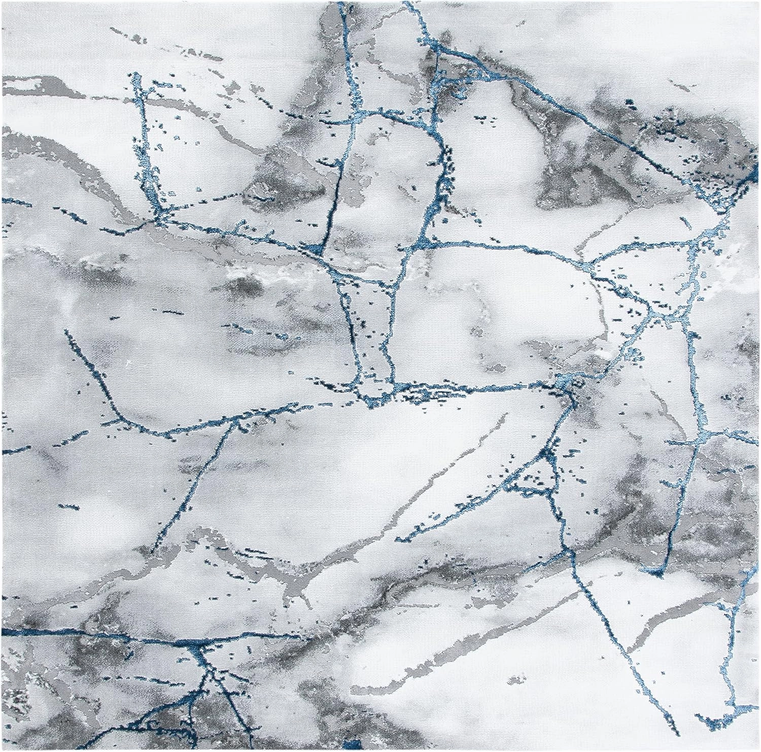 SAFAVIEH Craft Collection Area Rug - 6'7" x 9', Ivory Grey & Blue, Modern Abstract Design, Non-Shedding & Easy Care, Ideal for High Traffic Areas in Living Room, Bedroom (CFT877M)