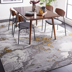 SAFAVIEH Craft Collection Area Rug - 8' x 10', Grey & Gold, Modern Abstract Design, Non-Shedding & Easy Care, Ideal for High Traffic Areas in Living Room, Bedroom (CFT860F)