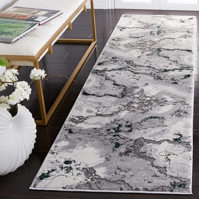 SAFAVIEH Craft Collection Runner Rug - 2'3" x 6', Grey & Green, Modern Abstract Design, Non-Shedding & Easy Care, Ideal for High Traffic Areas in Living Room, Bedroom (CFT860G)