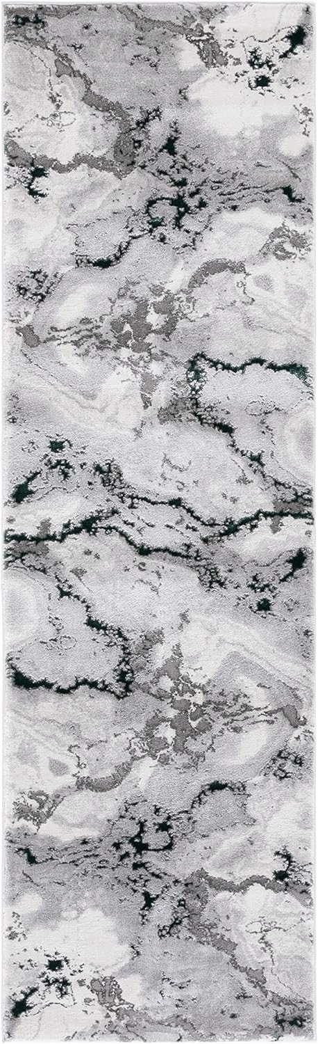 SAFAVIEH Craft Collection Runner Rug - 2'3" x 6', Grey & Green, Modern Abstract Design, Non-Shedding & Easy Care, Ideal for High Traffic Areas in Living Room, Bedroom (CFT860G)