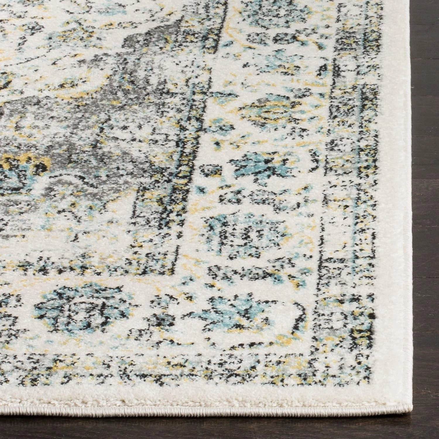 SAFAVIEH Evoke Collection Area Rug - 9' x 12', Grey & Gold, Shabby Chic Oriental Medallion Design, Non-Shedding & Easy Care, Ideal for High Traffic Areas in Living Room, Bedroom (EVK220B)