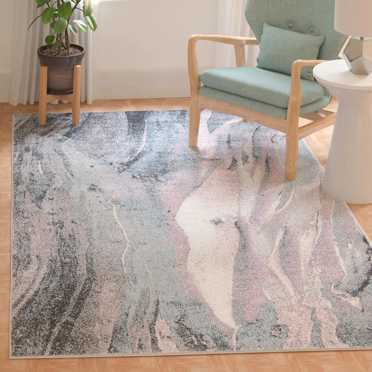 SAFAVIEH Glacier Collection 8' x 10' Pink / Blue GLA126U Modern Abstract Non-Shedding Living Room Bedroom Dining Home Office Area Rug