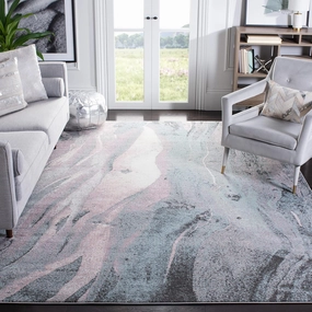 SAFAVIEH Glacier Collection 8' x 10' Pink / Blue GLA126U Modern Abstract Non-Shedding Living Room Bedroom Dining Home Office Area Rug