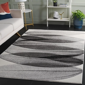 SAFAVIEH Hollywood Collection Area Rug - 6'7" x 9', Ivory & Grey, Mid-Century Modern Design, Non-Shedding & Easy Care, Ideal for High Traffic Areas in Living Room, Bedroom, Dining (HLW703D-6)