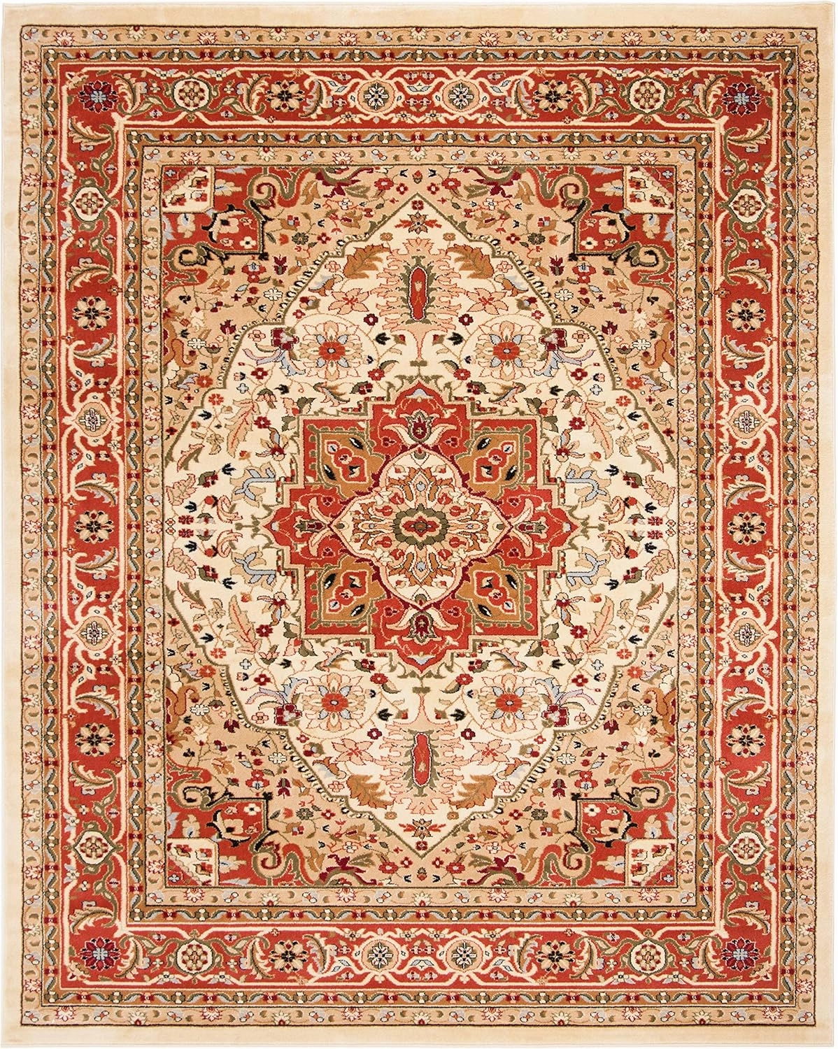 SAFAVIEH Lyndhurst Collection Area Rug - 10' x 14', Ivory & Rust, Traditional Oriental Design, Non-Shedding & Easy Care, Ideal for High Traffic Areas in Living Room, Bedroom (LNH330R)