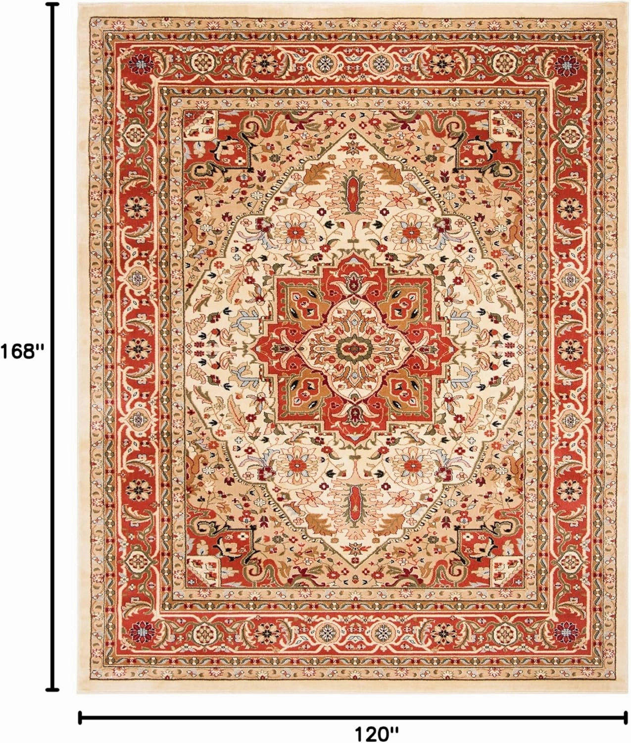 SAFAVIEH Lyndhurst Collection Area Rug - 10' x 14', Ivory & Rust, Traditional Oriental Design, Non-Shedding & Easy Care, Ideal for High Traffic Areas in Living Room, Bedroom (LNH330R)