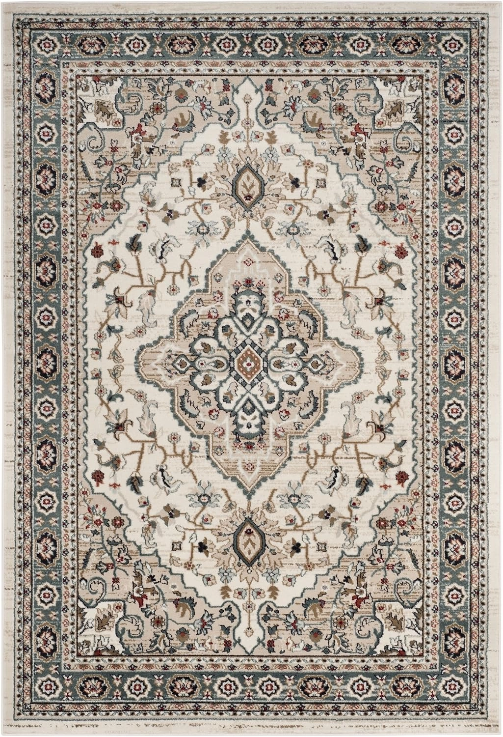 SAFAVIEH Lyndhurst Collection Area Rug - 8' x 10', Cream & Beige, Traditional Oriental Design, Non-Shedding & Easy Care, Ideal for High Traffic Areas in Living Room, Bedroom (LNH338B)