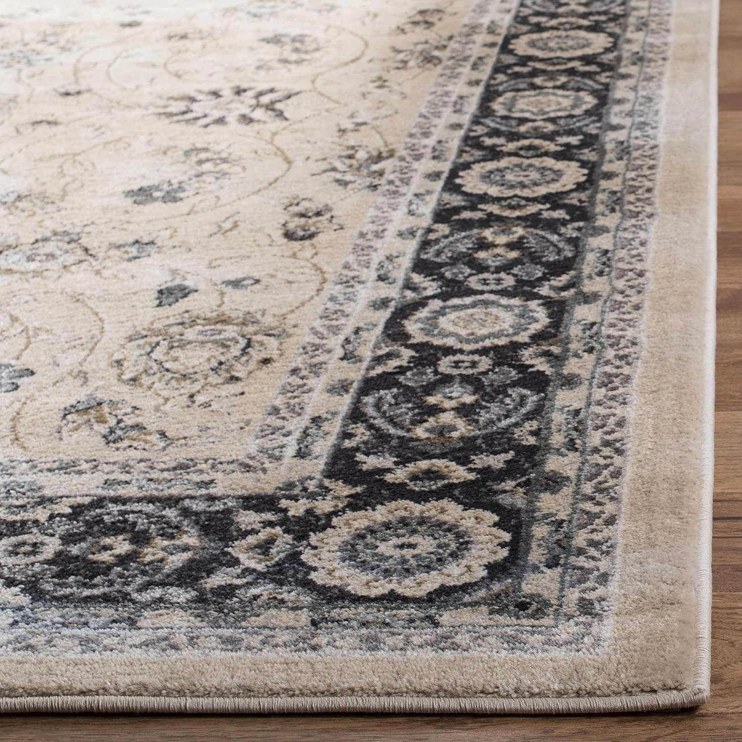 SAFAVIEH Lyndhurst Collection Area Rug - 8' x 10', Light Beige & Anthracite, Traditional Oriental Design, Non-Shedding & Easy Care, Ideal for High Traffic Areas in Living Room, Bedroom (LNH340K)