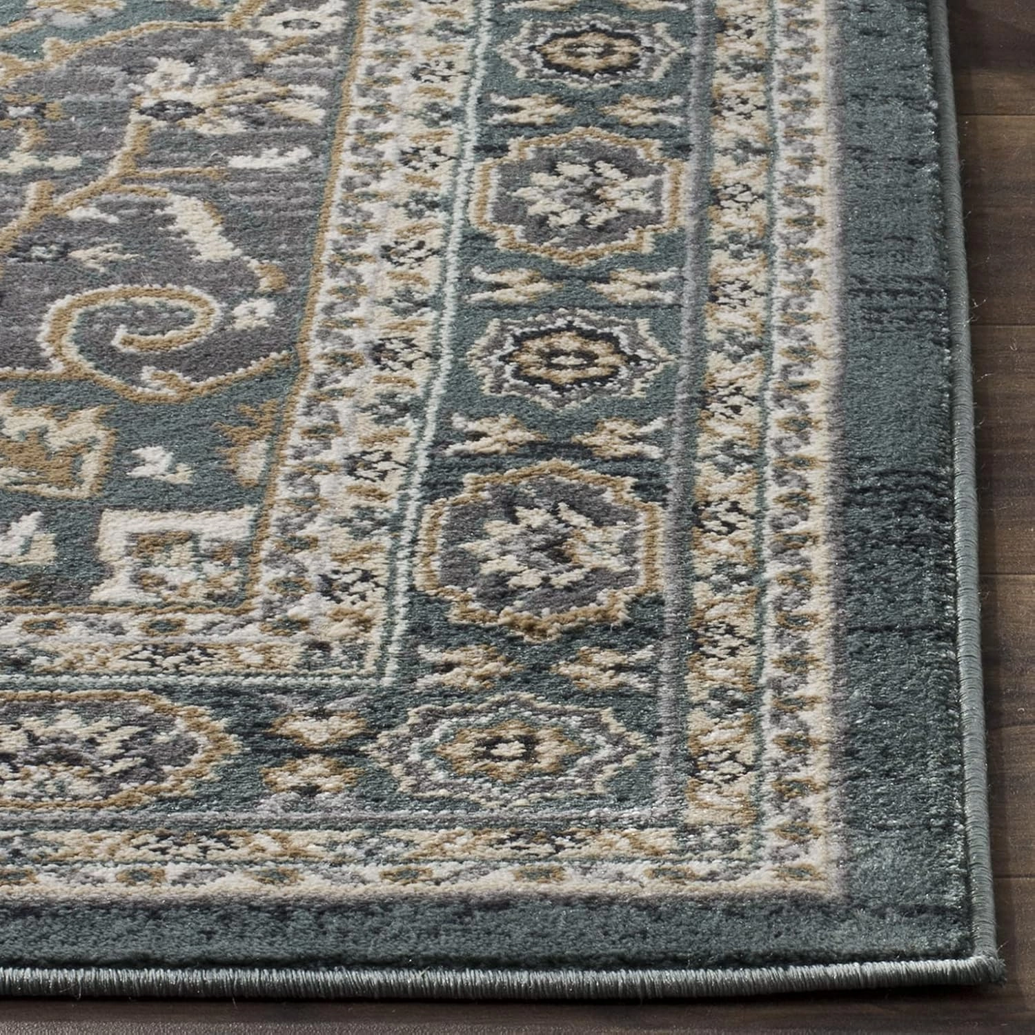 SAFAVIEH Lyndhurst Collection Area Rug - 8' x 10', Teal & Grey, Traditional Oriental Design, Non-Shedding & Easy Care, Ideal for High Traffic Areas in Living Room, Bedroom (LNH338A)