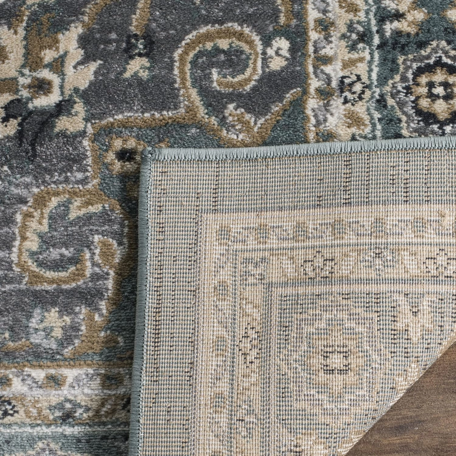 SAFAVIEH Lyndhurst Collection Area Rug - 8' x 10', Teal & Grey, Traditional Oriental Design, Non-Shedding & Easy Care, Ideal for High Traffic Areas in Living Room, Bedroom (LNH338A)