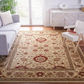 SAFAVIEH Lyndhurst Collection Area Rug - 9' x 12', Ivory & Ivory, Traditional Oriental Design, Non-Shedding & Easy Care, Ideal for High Traffic Areas in Living Room, Bedroom (LNH212L)