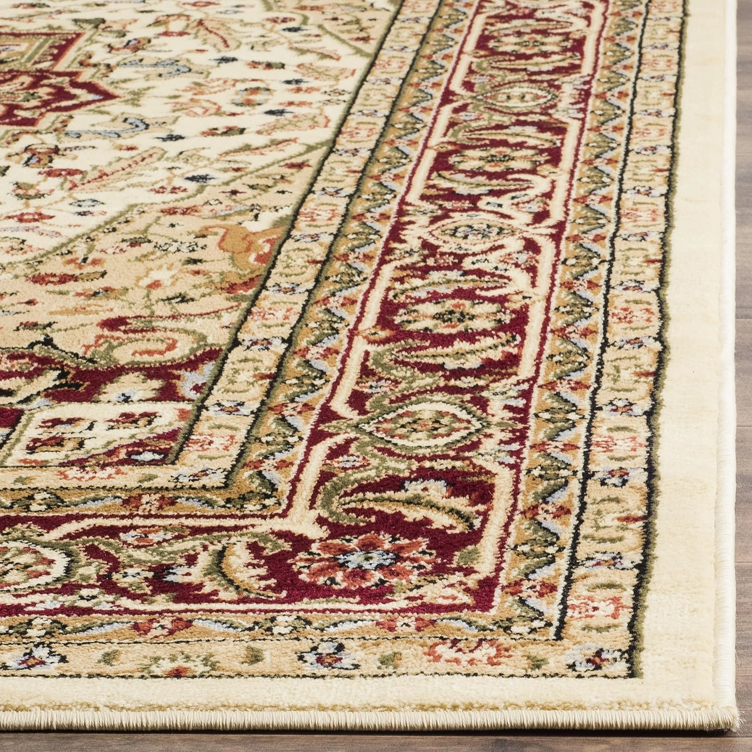 SAFAVIEH Lyndhurst Collection Area Rug - 9' x 12', Ivory & Red, Traditional Oriental Design, Non-Shedding & Easy Care, Ideal for High Traffic Areas in Living Room, Bedroom (LNH330A)