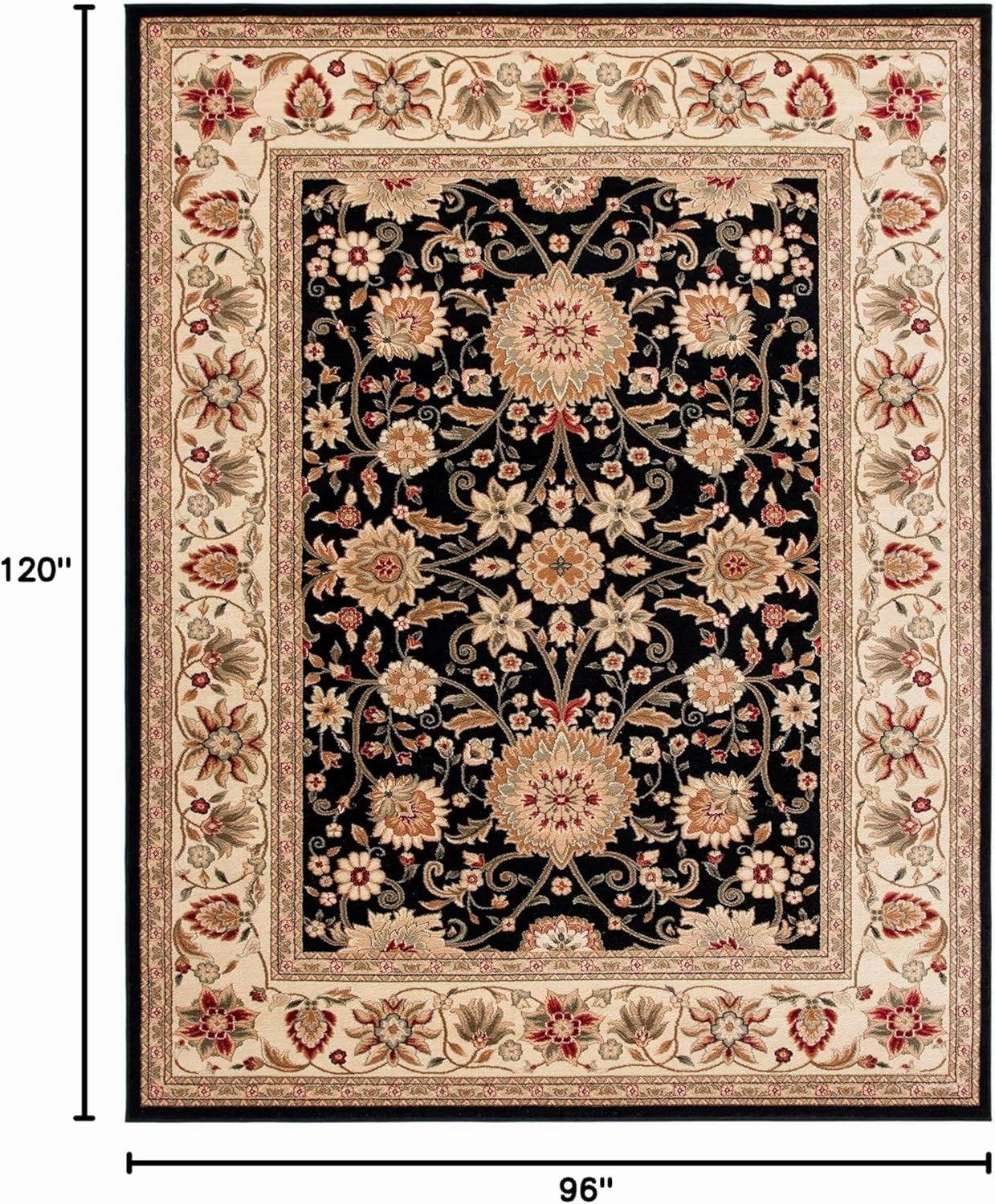 SAFAVIEH Lyndhurst Collection LNH212A Traditional Oriental Non-Shedding Living Room Bedroom Dining Home Office Area Rug( Black/Ivory, 7'9" x 9'9")