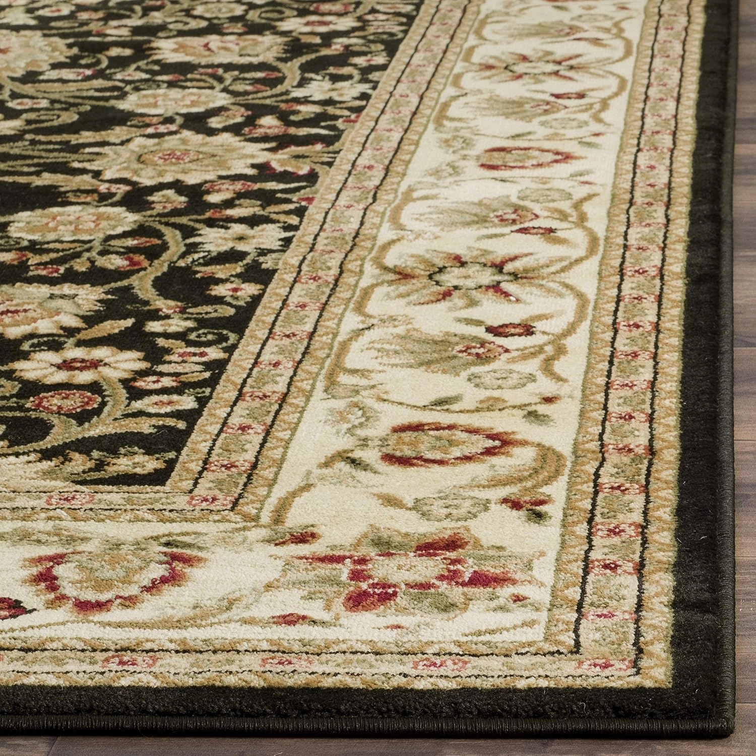 SAFAVIEH Lyndhurst Collection LNH212A Traditional Oriental Non-Shedding Living Room Bedroom Dining Home Office Area Rug( Black/Ivory, 7'9" x 9'9")