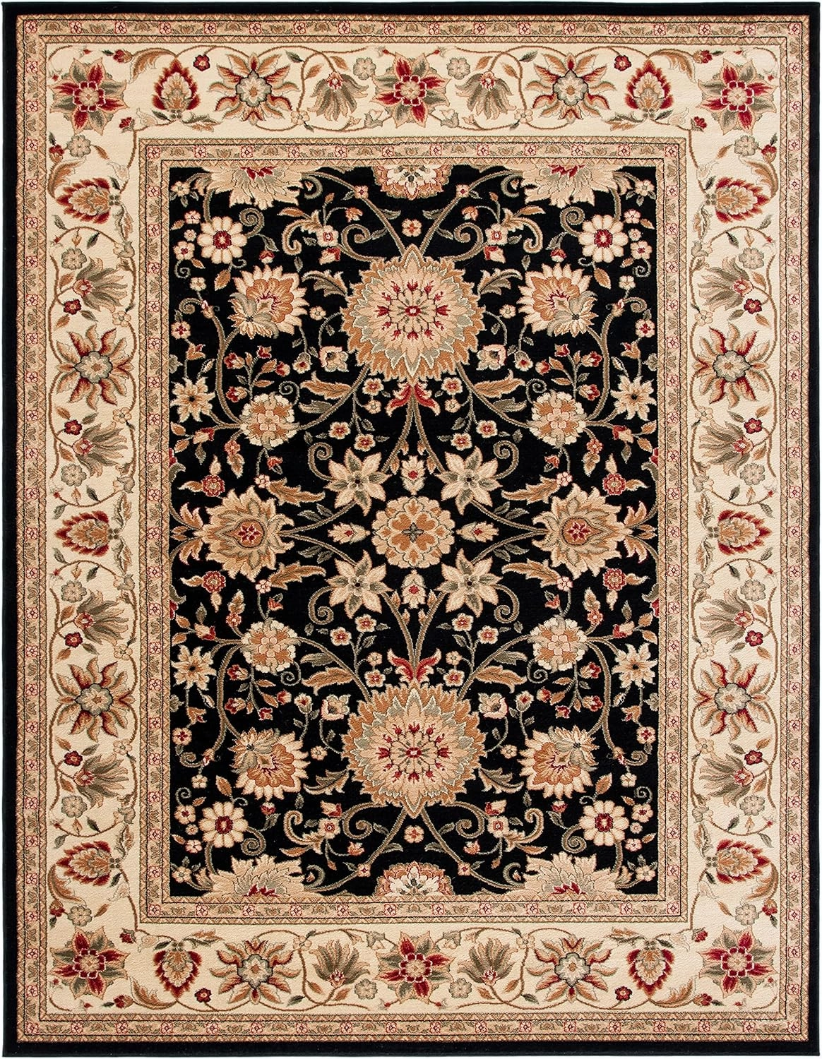 SAFAVIEH Lyndhurst Collection LNH212A Traditional Oriental Non-Shedding Living Room Bedroom Dining Home Office Area Rug( Black/Ivory, 7'9" x 9'9")